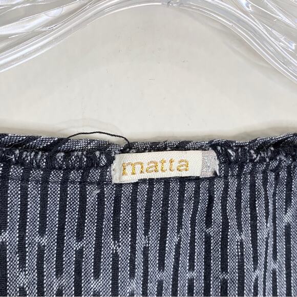 Matta NY Puja Ikat Cap Sleeve Dress (Sz XL) Scoop Neck Grey / Black - Picture 10 of 11